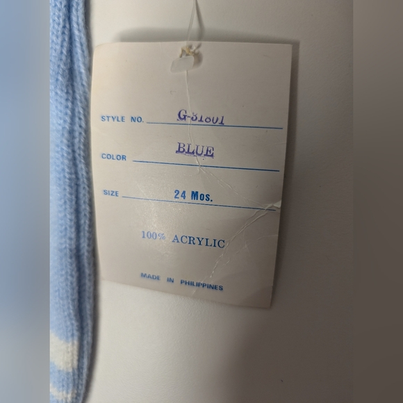 NEW Vintage Baby Kisses 24M Blue Sweater 3 Button Long Sleeve Bear with Football - Picture 6 of 11